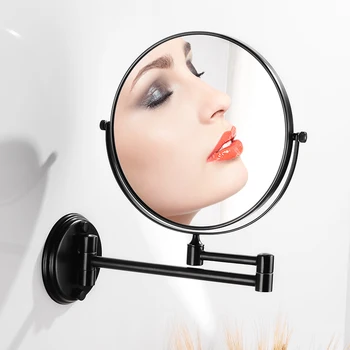 Kúpeľňa Mirror Black Kozmetické make-up Zrkadlo na Stenu z Nehrdzavejúcej Ocele 8 palec Skladací Zväčšovacie MirrorAdjustable Vzdialenosť