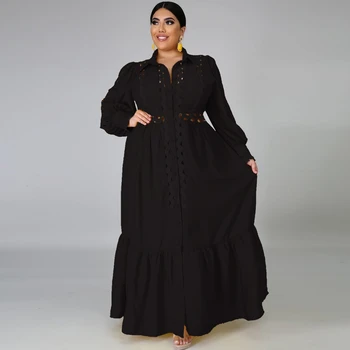 4XL 5XL Plus Veľkosť Vianočné Župan Femme Ženy Maxi Šaty Veľká Veľkosť Sexy Duté Z Afriky Dlhé Šaty Jar Jeseň Oblečenie