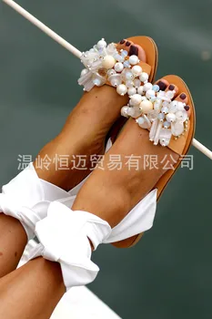 2020 Ručné Sandále Ženy Ploché Sandále Členok Popruh Korálkové Špeciálne Topánky dámske Plážové Sandále Plus Veľkosť 35-43 778