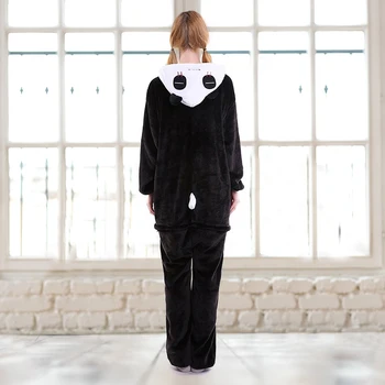 Roztomilý Flanelové Panda Jeden Kus Pyžamo Zimné Ženy Teplé Onesie Jumpsuit Cosplay Sleepwear Oblečenie Pre Voľný Čas S Kapucňou Remienky