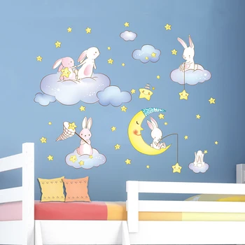 [shijuekongjian] Králiky Zvieratá Samolepky na Stenu DIY Cartoon Dinosaura Hviezdičky pre Deti Detská Izba Spálňa Detská Dom Dekorácie