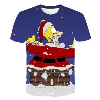2020 Jeseň a v Zime Novej pánskej Komiksu, Anime T-shirt 3D Simpsonovci Veselé Vianoce Príležitostné celý zápas T shirt O-Krku roztomilý Topy