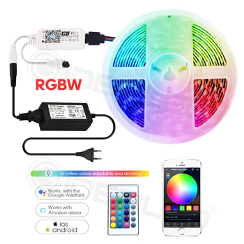 Smart wifi led pás svetla RGBW IP65 vodotesná Páska svetlá WIFI Hudby radiča Alexa Echo plus ovládanie hlasom domovská stránka Google