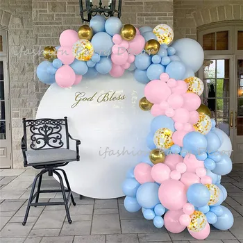 Modré a Ružové Balóny Zlato Konfety&Gold Kovové Fólie Balóny Garland Auta na Narodeniny Dieťa Sprcha Rodovej Odhaliť Party Decor