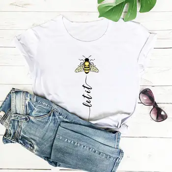 Nech je To Bavlna Farebné Tlač dámske Tričko Unisex Zábavné Príležitostné O-Krku Krátke Rukáv Top Včely Tričko Inšpiráciu Košele