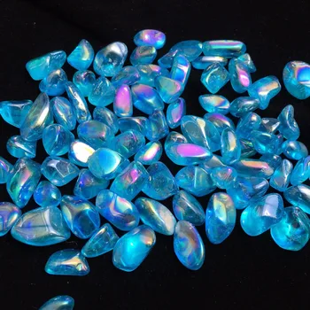 Modrá Rozhádzané kameň, kremeň Rainbow aura crystal bod uzdravenie 100g