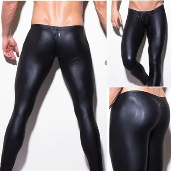 1pcs pánske dlhé nohavice tesné móde hot black ľudských vyrobené kožené sexy n2n boxer Plnej Dĺžke nohavičky nohavice Značky Rovné