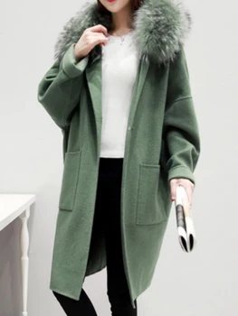 Prehoz Ženy Kabát Zimný Umelú Kožušinu Teplé Outwear Príležitostné Voľné Plus Veľkosť Dlhé Vlny Kabát Japonsko Kórea Office Lady Mladých Školy