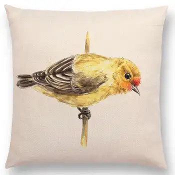 Krásne Vtáky Akvarel Robin Titmouse Toucan Víla Sparrow Firecrest Kardinál Bullfinch Vankúš Vankúš