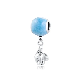 Hodí Sa Pre Pandora Prívesky Náramky Slon & Modrý Balón Korálky 925 Sterling-Striebro-Šperky Doprava Zadarmo