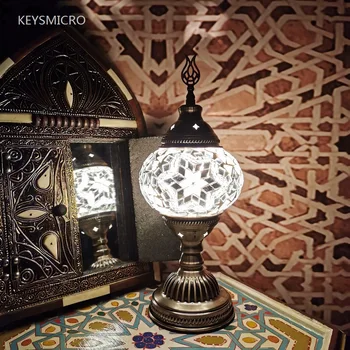 2020 turecký mozaiky stolná Lampa vintage štýle art deco Ručne lamparas de mesa Sklo romantický posteľ svetlo lamparas con mosaicos