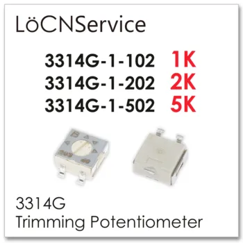 LoCNService 50PCS 500PCS 3314G 4*4 1K 2K 5K Vysoko kvalitných SMD Orezávanie Potenciometer 3314G-1-102E 3314G-1-202E 3314G-1-502E