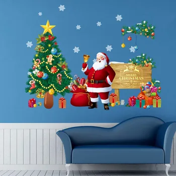 DIY dovolenku šťastné a veselé vianoce, nálepky na stenu, dekorácie santa claus vianočný stromček vinyl na stenu nášivka vianočné dekorácie nástenná maľba
