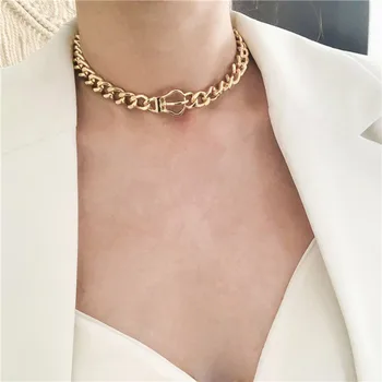 Rongho 2019 Ženy, Kovové Hodinky choker náhrdelníky Punk šperky Zlaté Reťaze prívesok Vintage náhrdelník colliers žena bijoux