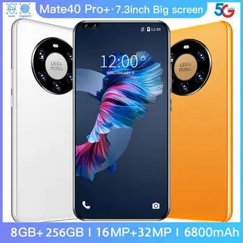 Mate40Pro telefón 7.3 palcový Full HD displej mobilného telefónu, Android, 12 512 gb diskom rom, 6000mAh batéria, 5G procesor, 10 jadier