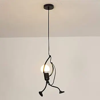 Kreatívne Malý Muž Prívesok Svetlá Lezenie Prívesok Lampa pre Spálne Visí Lampa Kovové Kábel dekoratívne Lampy Umelecké Dekorácie