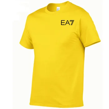 Nový ruský pánske T-shirt bavlna značka EA 7 pánske T-shirt top bežné T-shirt pánske jednofarebné tričko Európskej veľkosť XS-XXL