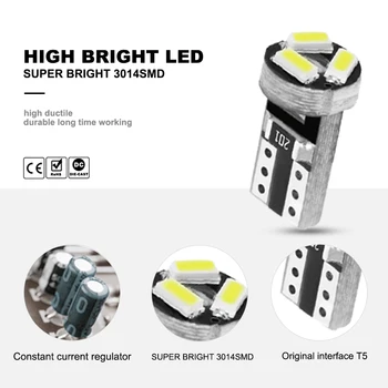 ANMINGPU 10x signalizačná kontrolka Led T5 Canbus 3014SMD W3W W1.2W LED Panel Rozchod Lampy Auto Výstražný Indikátor Nástroj Svetlá 12V
