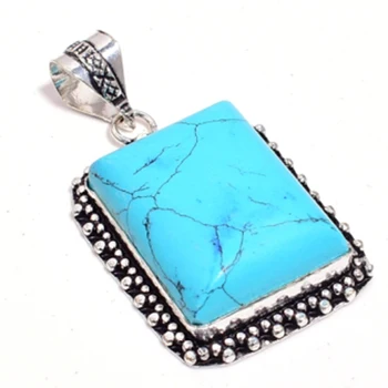 Originálne Modrá Prívesok Strieborný Obal cez Meď , Ručne vyrobené Ženy Šperky darček, P8929