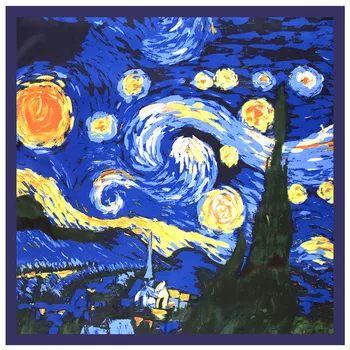 130 cm Van Gogh je olejomaľba《Na Hviezdna Noc》2020 Značky Šatku Keper Hodváb Štvorcový Šál Ženy Kerchief Šatkou Šatky Pre Dámy