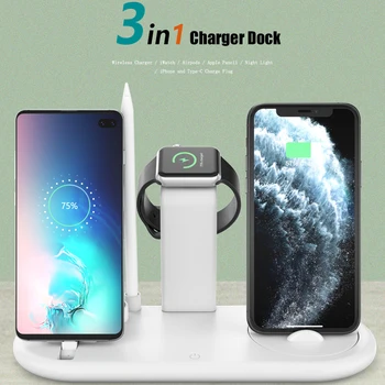 7 V 1 QI Bezdrôtovú Nabíjačku Nabíjací Dock Stanicou Pre Apple Airpods Android Sledovať Plnenie Pre IPhone 11 Pro Xiao Držiaka Telefónu