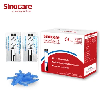 Sinocare 25PCS hladiny Glukózy v Krvi Testovacie Prúžky s voľným Lancets pre Sinocare Safe-Accu2 len