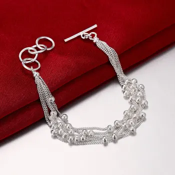 LEKANI Hot Predaj 925 Sterling Silver Jemné Šperky, Módne Šesť Line Matné Perličiek Náramok Náramok Pulseiras de Prata pre Ženy Darček
