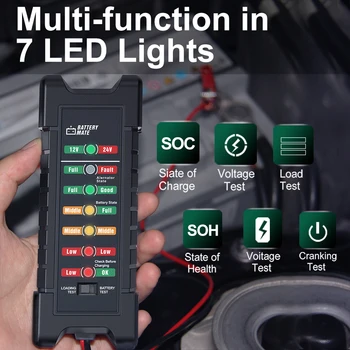 Truck Batérie Tester BM410 Mini 12V 24V Digitálne Detecor 7 LED Displej Automobilový priemysel Nakladanie Test Auto, Motocykel Diagnostický Nástroj