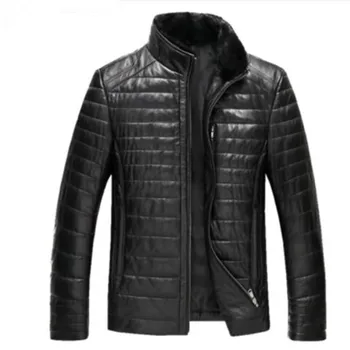 Originálne Kožené Bundy Mužov Zimné Kačica Dole Kabát, Čierne Kabáty Plus Veľkosti 6XL pánske zimné bundy