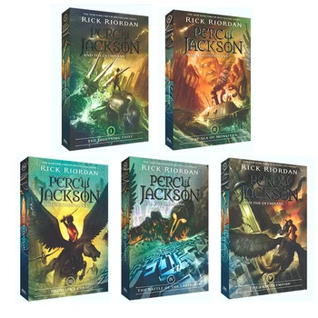 5 Kníh/set Percy Jackson & The Olympians anglický Originál Nových Kníh detská angličtina Obrázkové Knihy sci-fi knihy