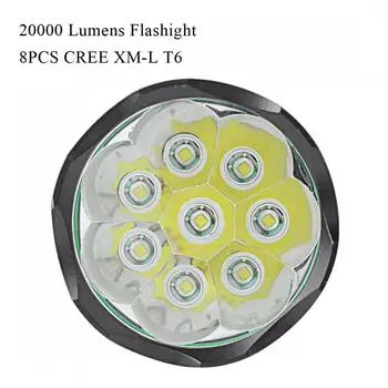 20000 Lumenov LED Baterka 8x XML-T6 5 Režimov Super Jas Pochodeň Svetla Svietidlo vhodné na Vonkajšie / Camping / pešia Turistika