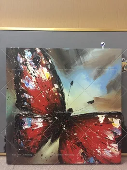 Červená A Čierna Pohode Motýľ Ručné Nástenné Maľby Butterfly Umenie Olejomaľba Na Plátne Zvierat Pre Obývacej Miestnosti Dekorácie