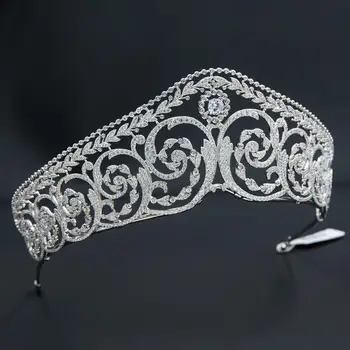 Zirkónmi Royal Replika Tiara na Svadbu,Crystal Queens Tiaras Korunka pre Nevesty Vlasy, Šperky CH10344