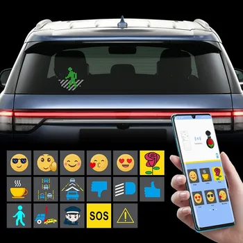 5V Auto LED Displej Svetlo Bluetooth App Riadenie Výraz Obrázok DIY Posúvanie LED Prihlásiť Plné Farby Auta Zadné Okno Svetlo