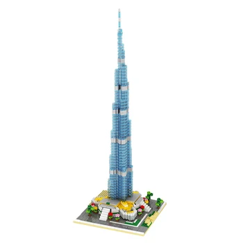 YZ 053 svetoznámej Architektúry Burj Khalifa Tower 3D Model DIY Mini Diamond Kvádre, Tehly, Budova Hračka pre Deti, žiadne Okno