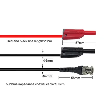 Nové bifurkácie BNC 4 mm Zahalený Plug Test Vedie Bezpečnosti Typ Sonda Koaxiálny Kábel pre Osciloskop