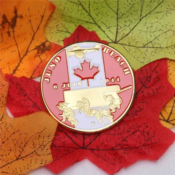 Pekné Kanadský suvenír pre zber Kanada pešej divízie WW2 D-Deň Juno Beach pozlátené mince Kanada pamätné mince