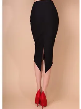 35 - vintage 50. rokov ženy vysoký pás odpor midi ceruzka smoking sukňa v čiernej farbe, elegantné dievčinu faldas plus veľkosť saia sukne