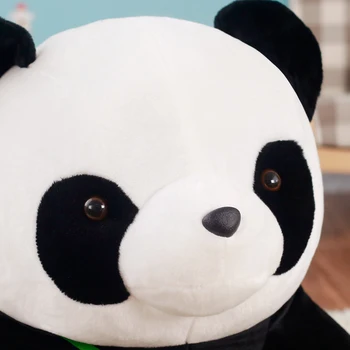 Krásna Čínska panda Plyšové Hračky Sede Držte bambusu Mäkké, Vypchaté Zviera Vankúš Bábiky pre deti Narodeniny Vianočný Darček