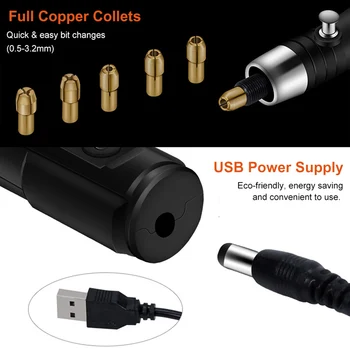 3 Nastaviteľné Rýchlosti Elektrický Mlynček USB Napájanie Ručné Rytie Pero Rotačné Nástroje, 15000rpm 110/138/188 KS
