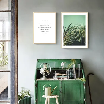 Abstrakt Zelená Rastlina, Nástenné Plagáty A Vytlačí Maľby Na Steny V Obývacej Izbe Laminas Decorativas