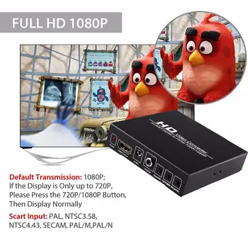 SCART HDMI na HDMI Converter, Full HD 1080P Digital High Definition Video Converter Adaptér pre HDTV Audio Converter d25