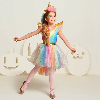 Dievčatá Unicorn Zdobiť Kostým Detský Halloween plesové Šaty, Cosplay Princezná Detí, Narodeniny Jednorožec Strany Maškarný Oblečenie