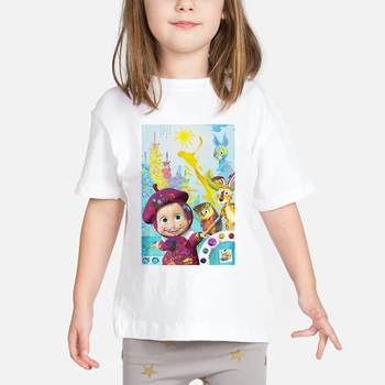 Deti to najlepšie darčekové nové super roztomilý animovaný Martha a medveď kreslená postavička vytlačené T-shirt bavlna biela top