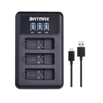 Batmax 3ks pre Gopro 7 AHDBT-501 Batérie+LED USB 3Slots Nabíjačku so Typu C port pre Gopro 5 Gopro 6 Gopro8 Akciu, Fotoaparát