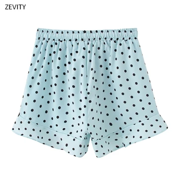Zevity Nové 2020 ženy móde polka dot tlače volánikmi Šortky dámske elastické pás lúk viazaná bežné šortky pantalone cortos P825
