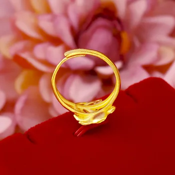 Móda 18K Gold Ring pre Ženy, Svadobné Šperky, Zásnubné Nie Fade Zlato Elegantný Retro Krúžky Narodeniny Výročie Darčeky Žena
