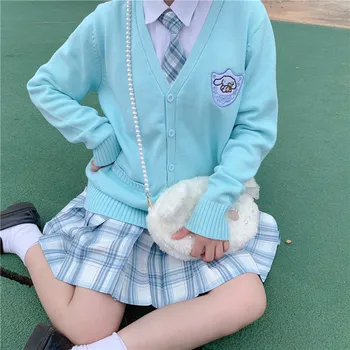 Japonský Jednotné Cinnamoroll Cardigan Škole Študent Sveter Anime Lolita Slúžka Halloween Cosplay Kostým Zimné Jeseň Outwear