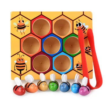 Horúce Drevené Oprel Sa Educatinal Hračky Deti Montessori Raného Vzdelávania Úli Hra Detstva Farba Kognitívne Malé Hračky Bee Darček