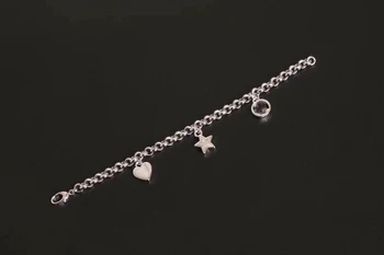 Nádherný retro štýle Hviezd láska srdce dvojitý kruh 3 drop náramok S925 Mincový striebro Šperky Ženy, Luxusné značky Logo darček